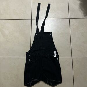 Old Navy Black Denim Short Overalls